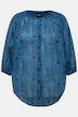 Bluse, grafisk print, ståkrave, 3/4-ærmer