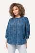 Bluse, grafisk print, ståkrave, 3/4-ærmer