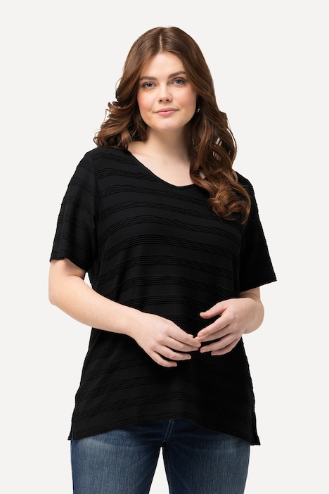 Textured Striped Short Sleeve Tee