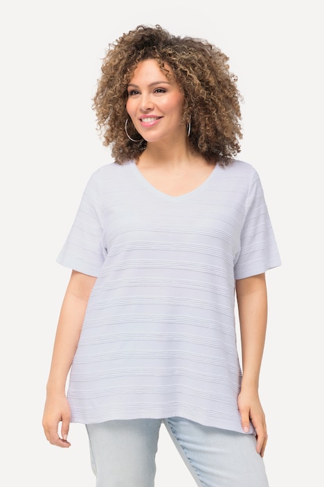 Textured Striped Short Sleeve Tee