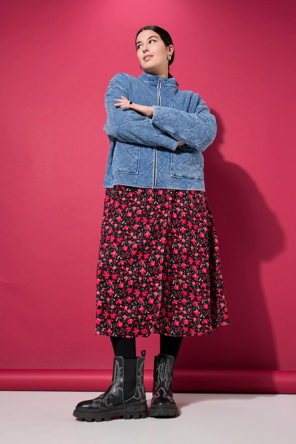 Stora storlekar Quiltad jacka, Dam, blå, storlek: 46/48, Polyester/Bomull/Linne, Studio Untold