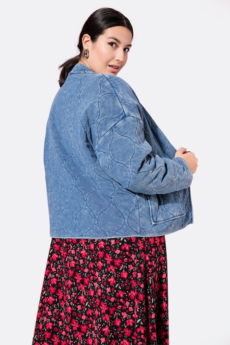 Veste oversized matelassée à col montant et délavage vintage