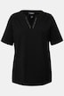 Cutout Trim Split Neck Tee