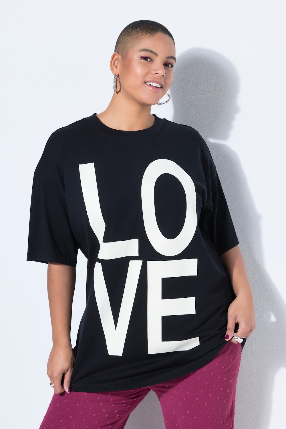 T-shirt, oversized, LOVE, korte mouw