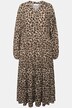 Leopard Print Tiered Long Sleeve Maxi Dress