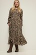 Leopard Print Tiered Long Sleeve Maxi Dress
