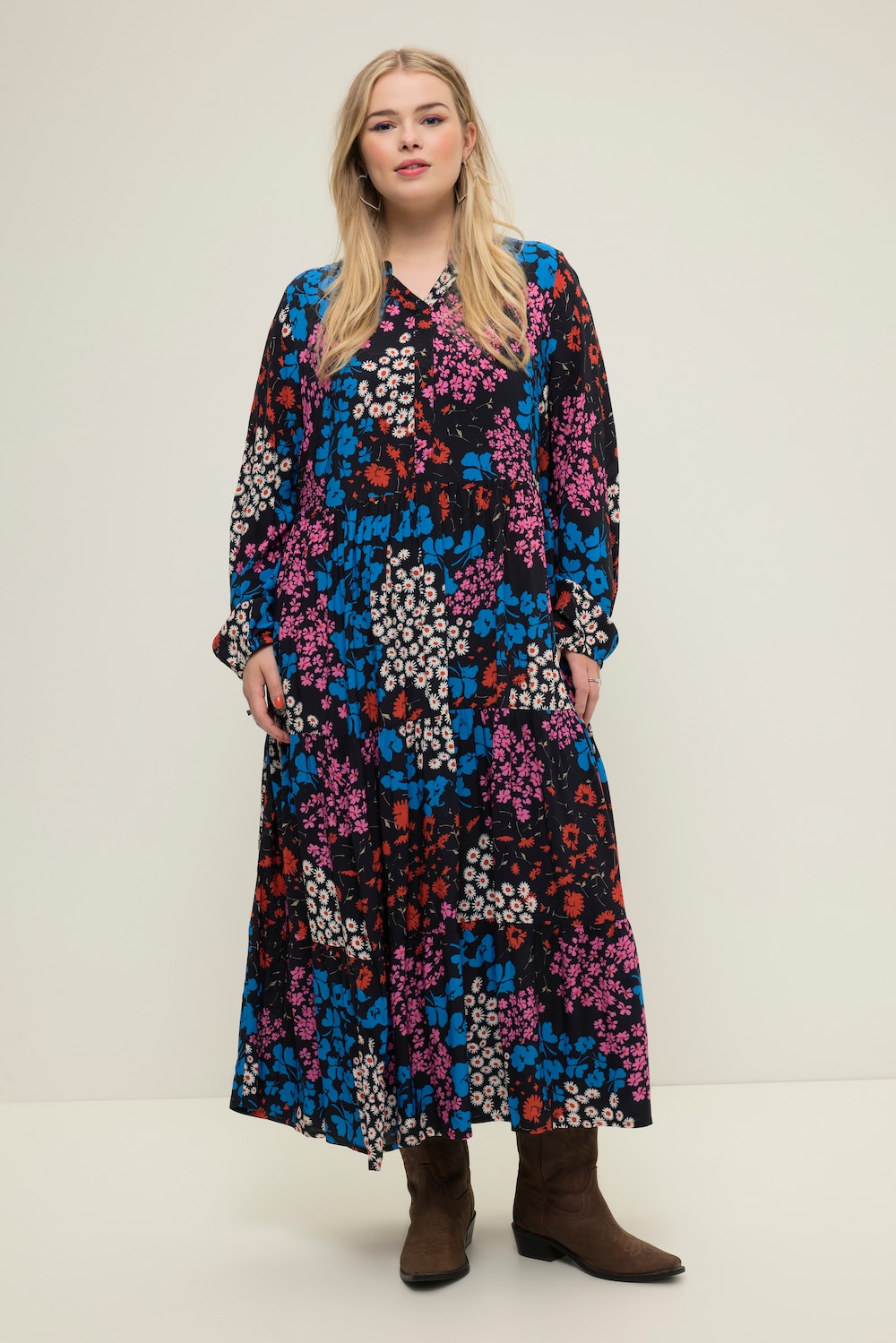 Grote Maten Maxi-jurk, Dames, zwart, Maat: 50/52, Viscose, Studio Untold