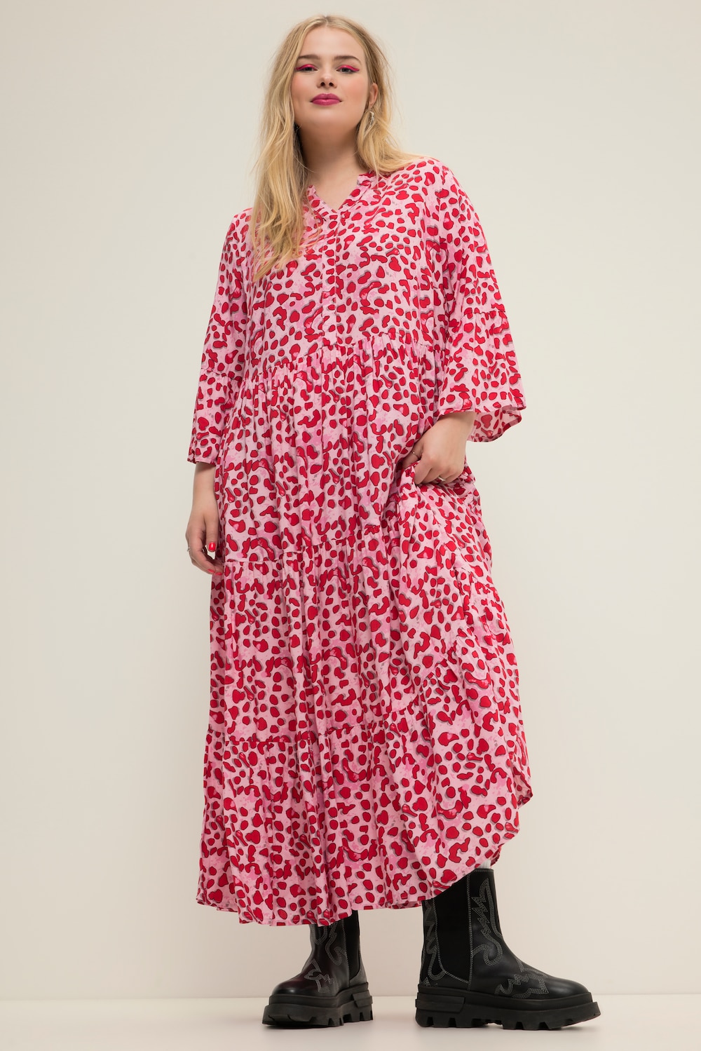 Grote Maten Maxi-jurk, Dames, rood, Maat: 42/44, Viscose, Studio Untold