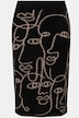 Gebreide rok, slim shape, midi-lengte, face silhouetten, elastische band
