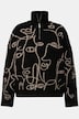 Troyer, oversized, face-silhouetten, opstaande kraag met rits