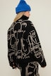 Troyer, oversized, face-silhouetten, opstaande kraag met rits