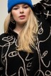 Troyer, oversized, face-silhouetten, opstaande kraag met rits