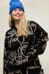 Troyer, oversized, face-silhouetten, opstaande kraag met rits
