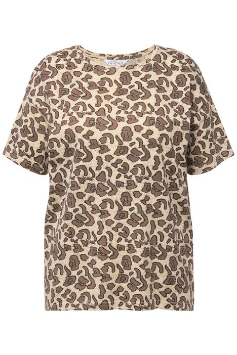 Oversize tričko, leopardí potisk, kulatý výstřih, krátké rukávy
