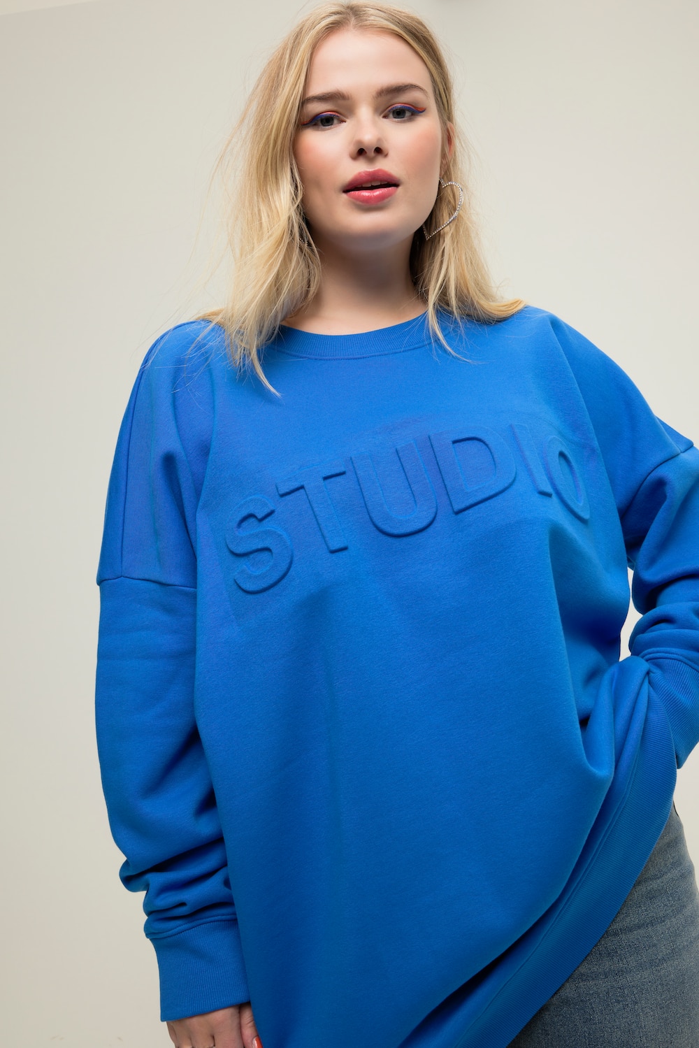 Grote Maten Sweatshirt, Dames, blauw, Maat: 46/48, Katoen/Polyester, Studio Untold