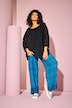 Sweter, faktura w kratę, oversized, okrągły dekolt, rękaw 1/2