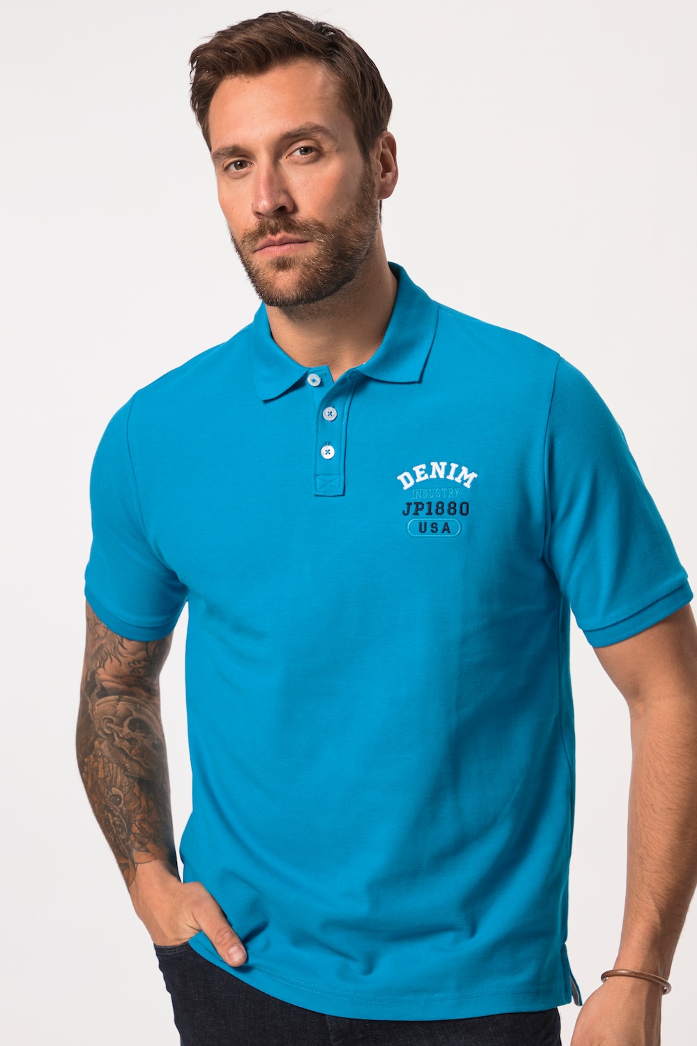 Große Größen JP1880 Polo-Shirt, Herren, türkis, Größe: 7XL, Baumwolle, JP1880