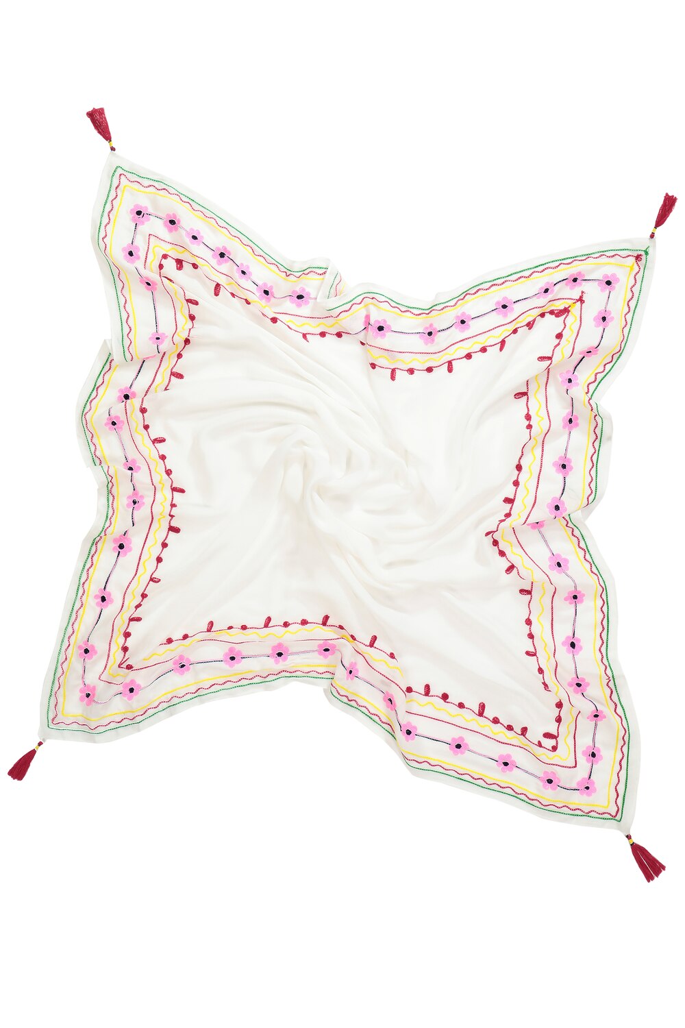 Stora storlekar Sjal med brodyr, Dam, vit, storlek: One Size, Viskos, Ulla Popken