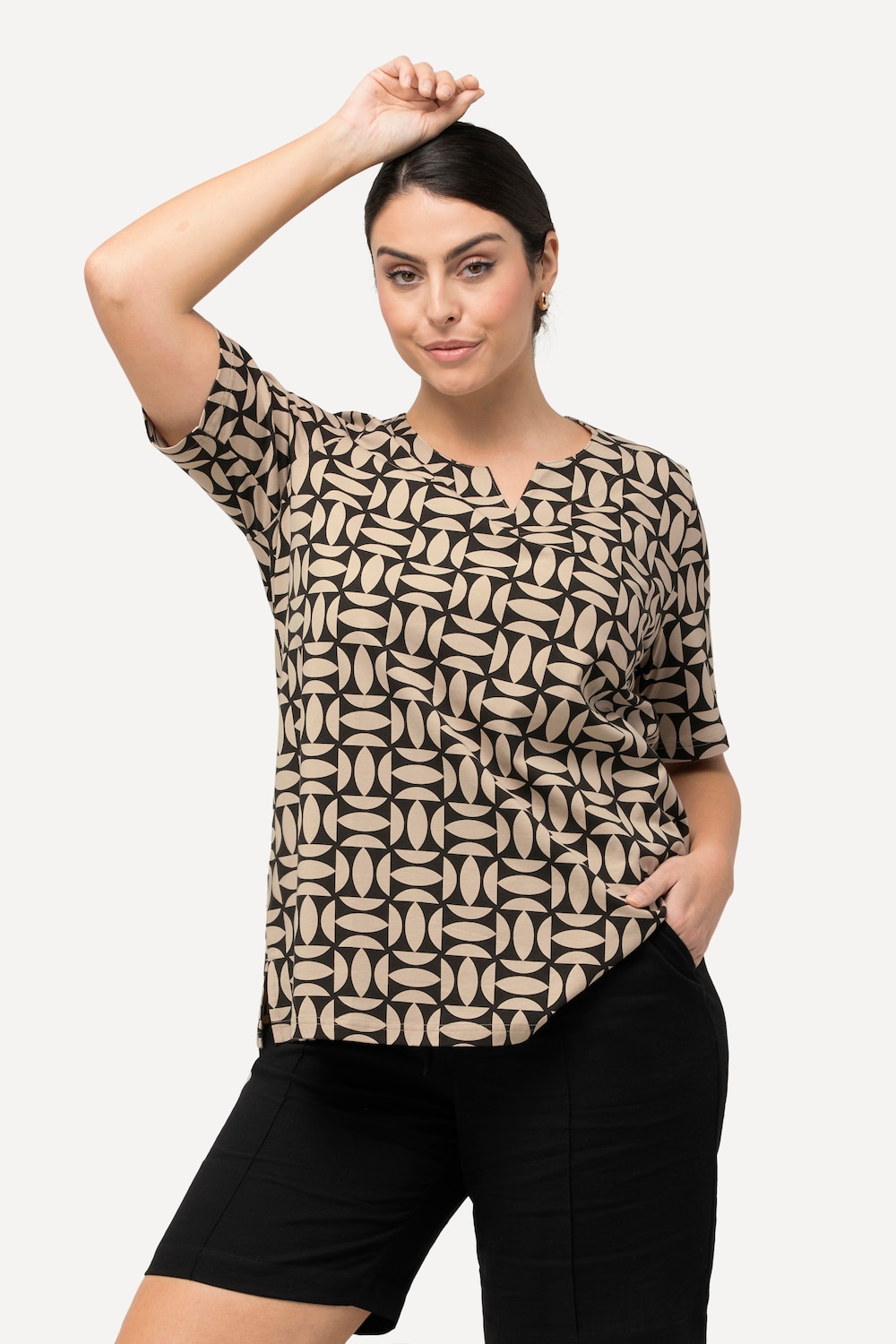 Große Größen T-Shirt, Damen, schwarz, Größe: 42/44, Baumwolle, Ulla Popken