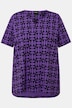 Allover Print Short Sleeve Split Neck Tee