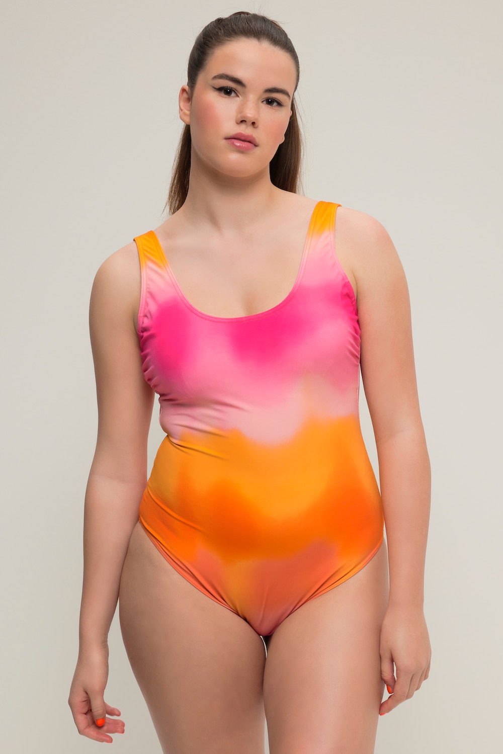 Große Größen Badeanzug, Damen, orange, Größe: 44, Polyester/Synthetische Fasern/Elasthan, Studio Untold