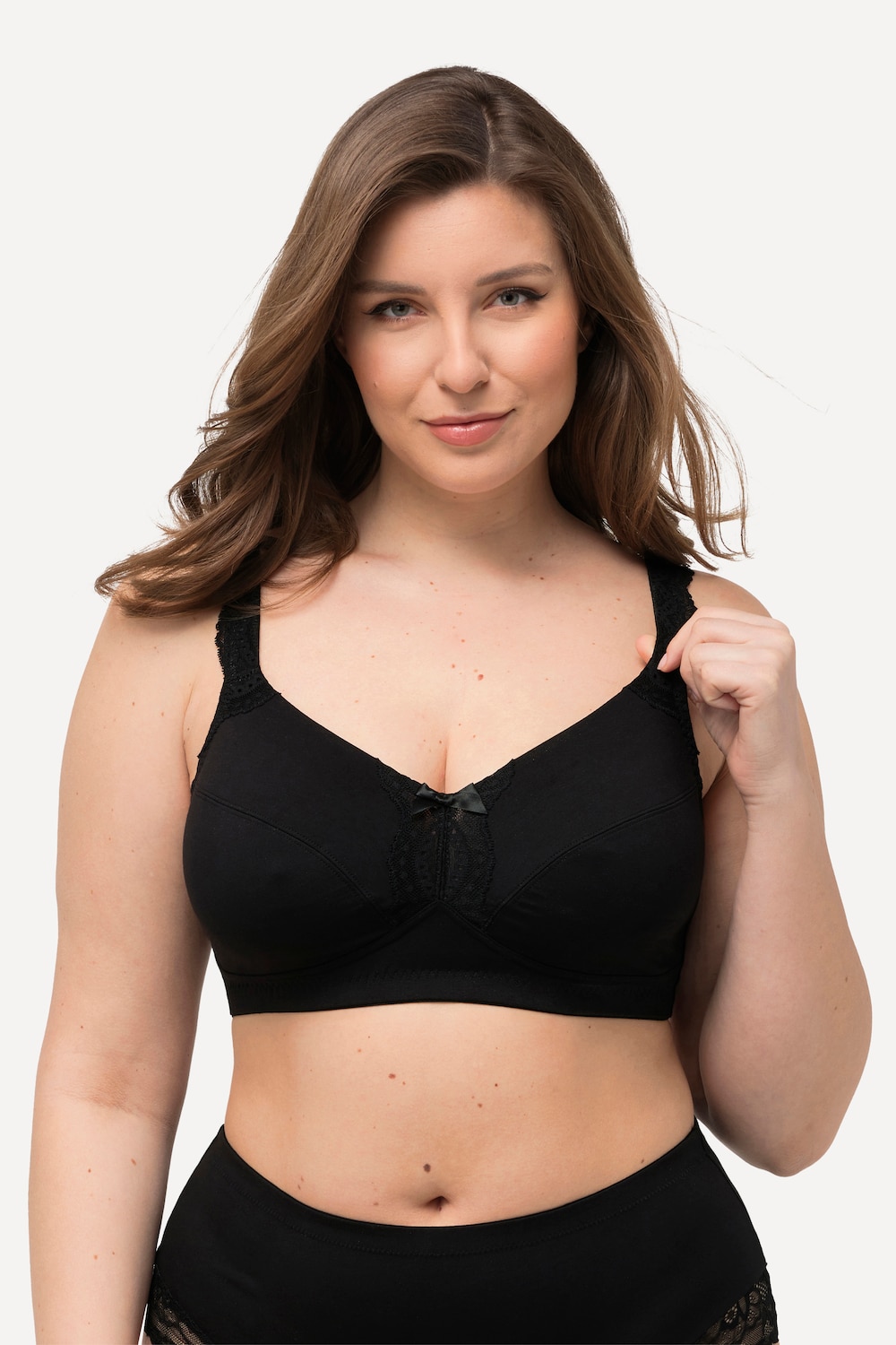 Große Größen Soft-BH, Damen, schwarz, Größe: 95E, Baumwolle/Synthetische Fasern, Ulla Popken