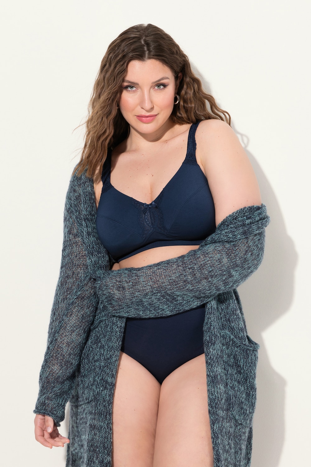 Große Größen Soft-BH, Damen, blau, Größe: 90D, Baumwolle/Synthetische Fasern, Ulla Popken