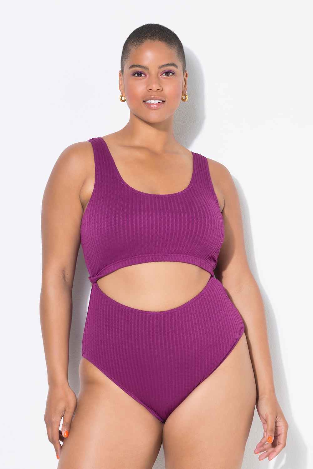 Große Größen Badeanzug, Damen, lila, Größe: 50, Polyester, Studio Untold