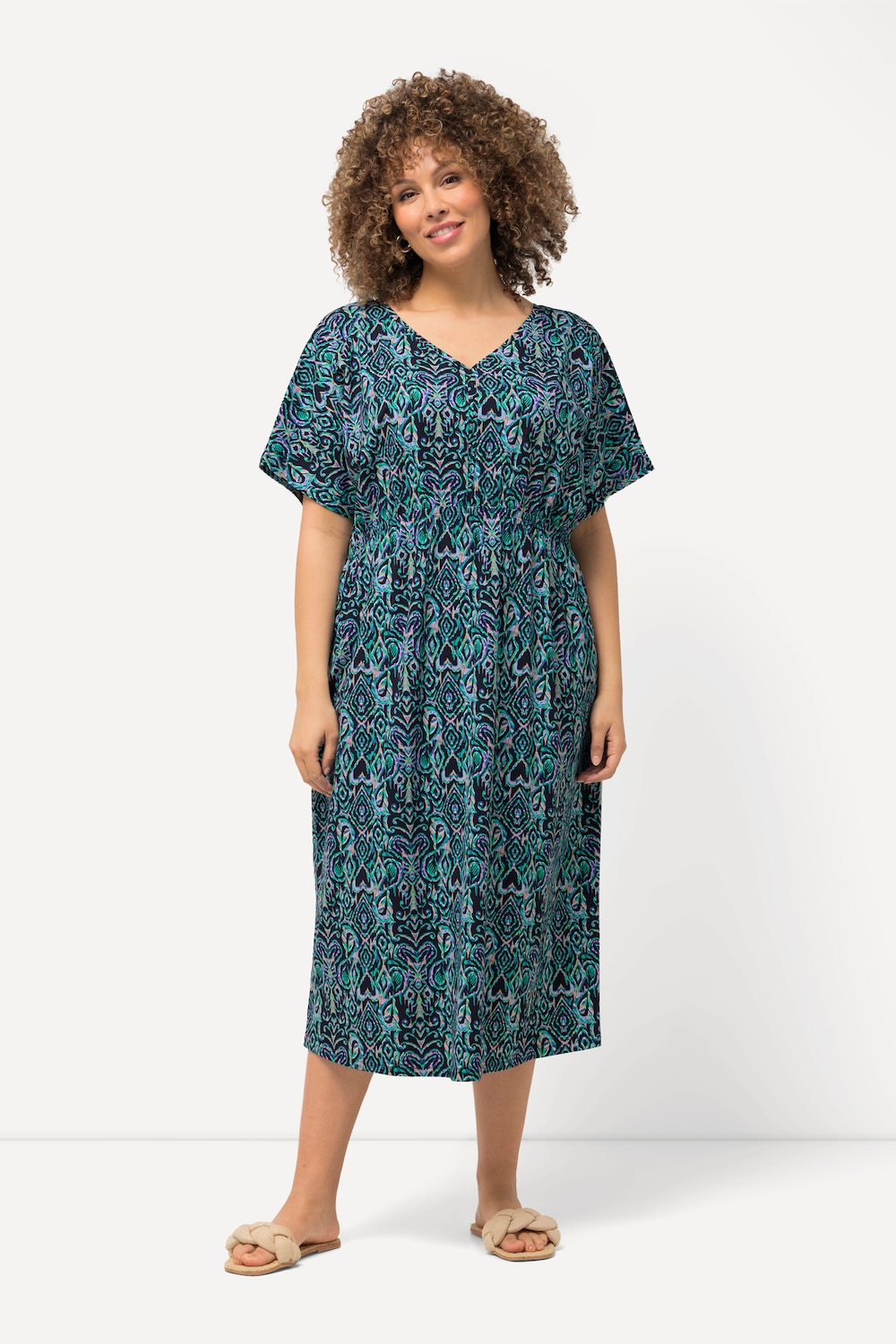 Große Größen Jersey-Midikleid, Damen, grau, Größe: 50/52, Baumwolle, Ulla Popken