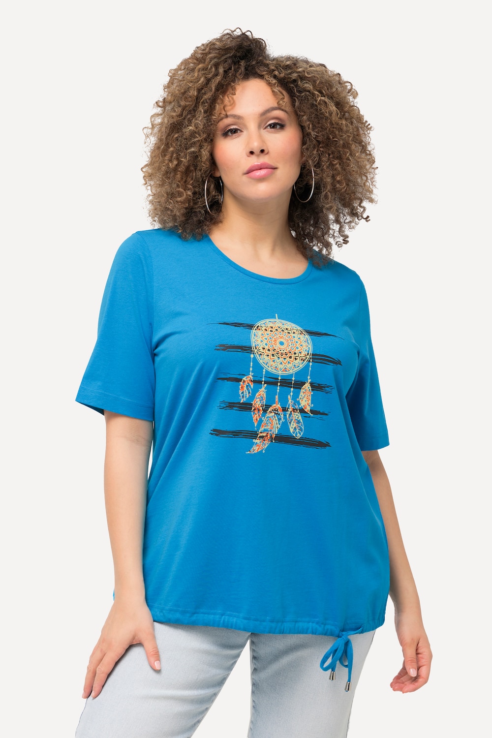 Grote Maten T-shirt, Dames, turquoise, Maat: 42/44, Katoen, Ulla Popken