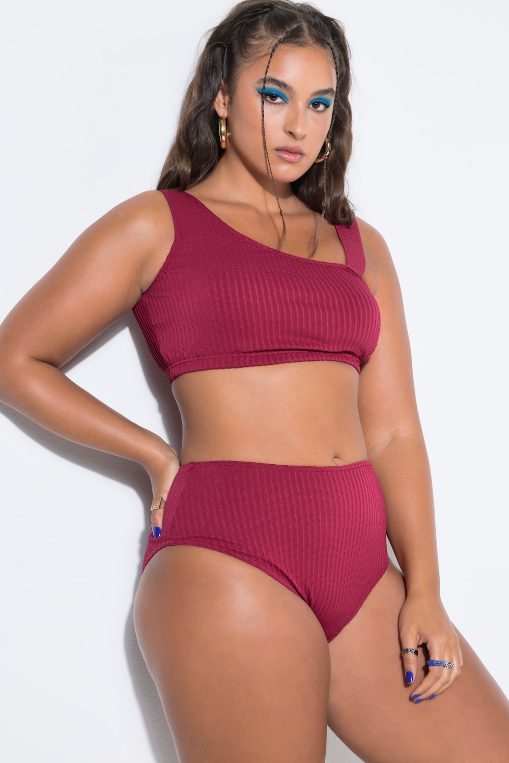 Bikini-Slip, HighWaist, Strukturstreifen, Shaping