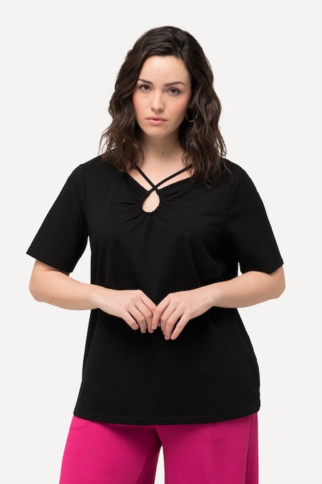 Cutout Neck Short Sleeve Tee