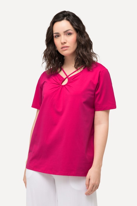 Cutout Neck Short Sleeve Tee