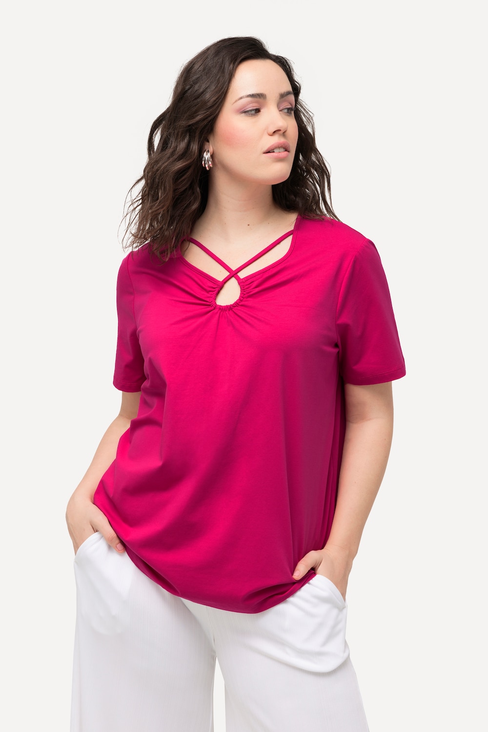 Grote Maten t-shirt, Dames, roze, Maat: 54/56, Katoen, Ulla Popken