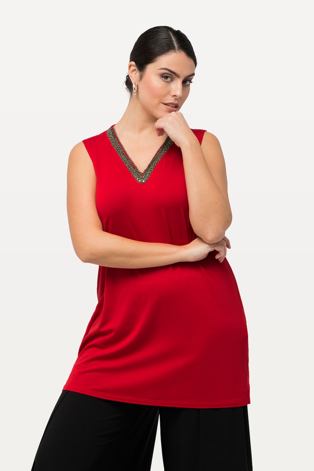 Grote Maten Top, Dames, rood, Maat: 58/60, Viscose, Ulla Popken