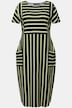 Jersey-Midikleid, Streifen, Oversized, Rundhals, Halbarm