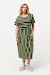 Jersey-Midikleid, Streifen, Oversized, Rundhals, Halbarm