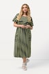 Jersey-Midikleid, Streifen, Oversized, Rundhals, Halbarm