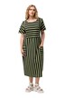 Žerzejové midi šaty, pruhy, oversize, kulatý výstřih, krátké rukávy