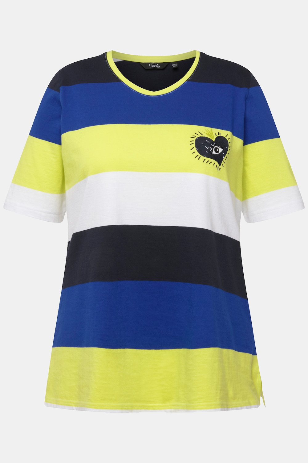 Stora storlekar T-shirt med ränder, Dam, blå, storlek: 46/48, Bomull, Ulla Popken