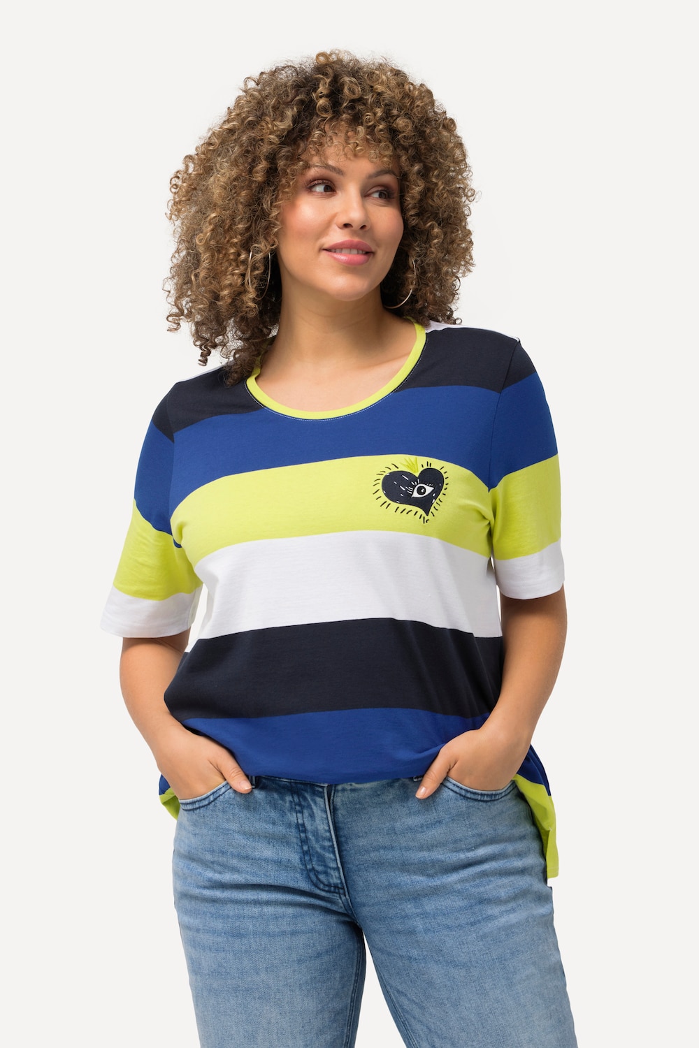 Große Größen T-Shirt, Damen, blau, Größe: 42/44, Baumwolle, Ulla Popken