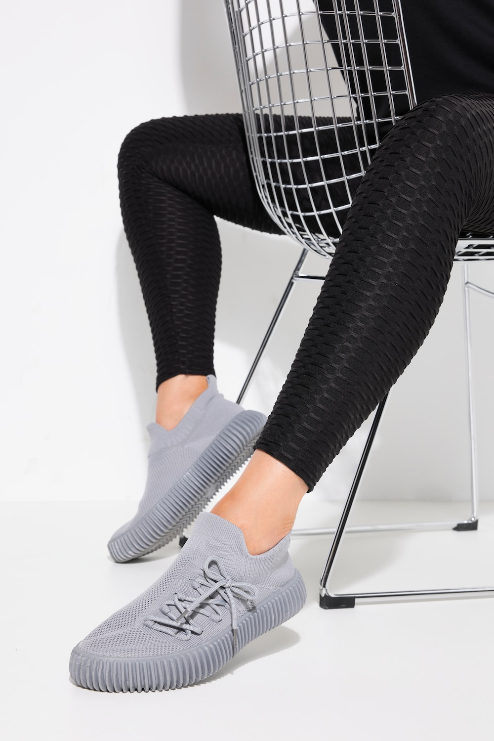 Sock-Sneaker, Damen, grau, Größe: 40, Synthetische Fasern, Ulla Popken