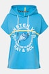Hoodie, oversized, Kapuze, Fisch-Motiv, Halbarm
