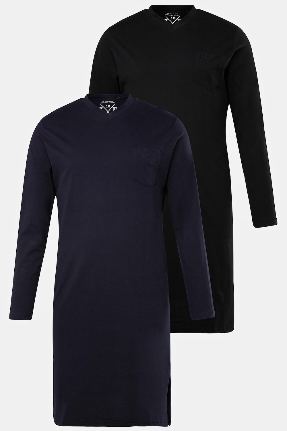 grandes tailles lot de 2 chemises de nuit pour homme, hommes, noir, taille: xxl, coton, jp1880
