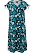 Žerzejové šaty, motiv moře, výstřih do V, bez rukávů