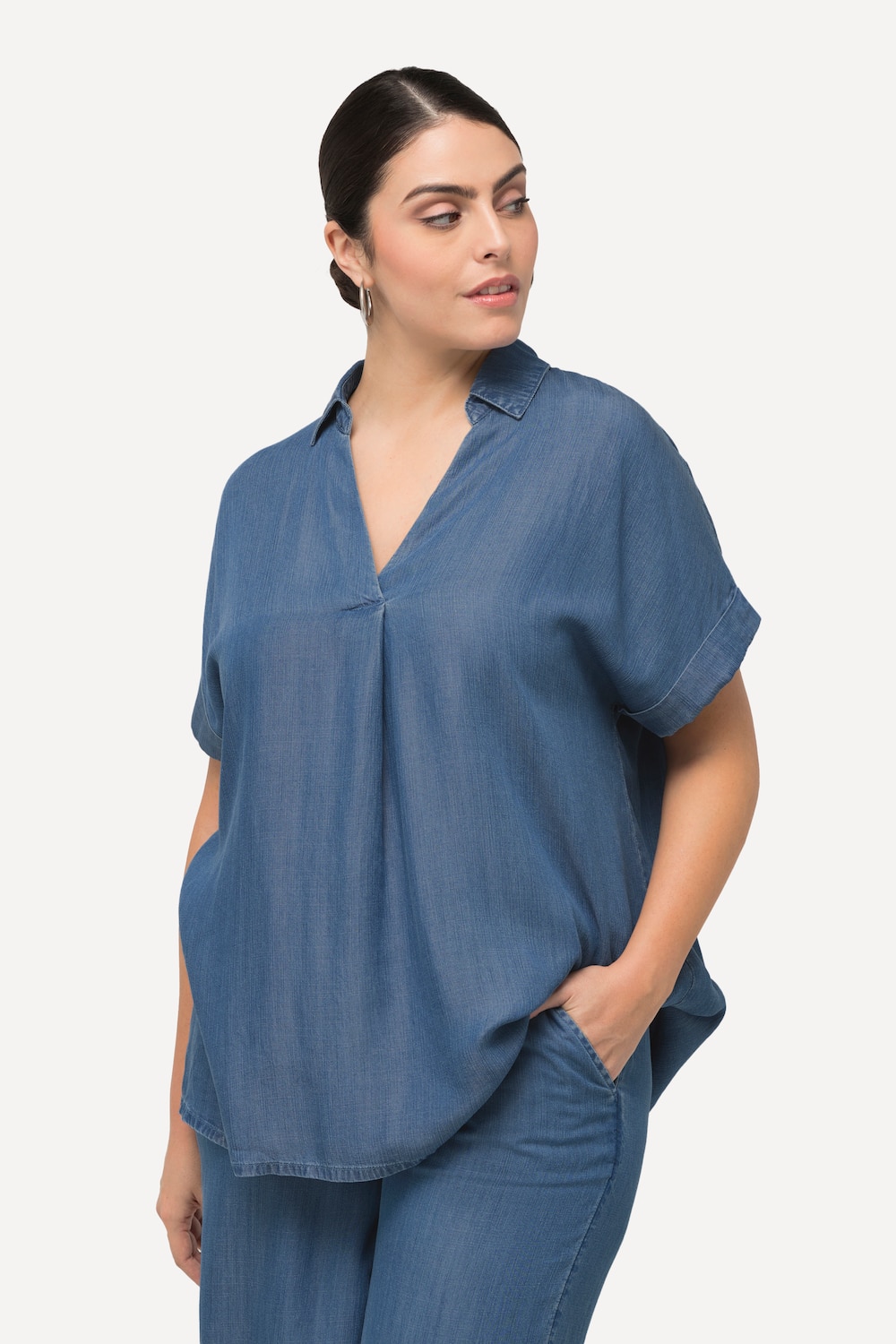 Grote Maten tuniek, Dames, blauw, Maat: 54/56, Synthetische vezels, Ulla Popken