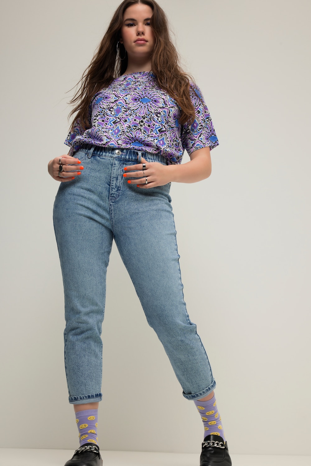 Grote Maten Mom jeans, Dames, blauw, Maat: 50, Katoen, Studio Untold