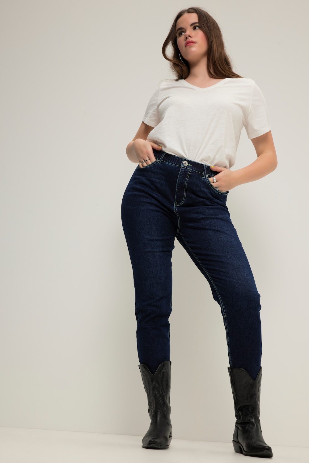 Grote Maten Mom jeans, Dames, blauw, Maat: 48, Katoen/Polyester, Studio Untold