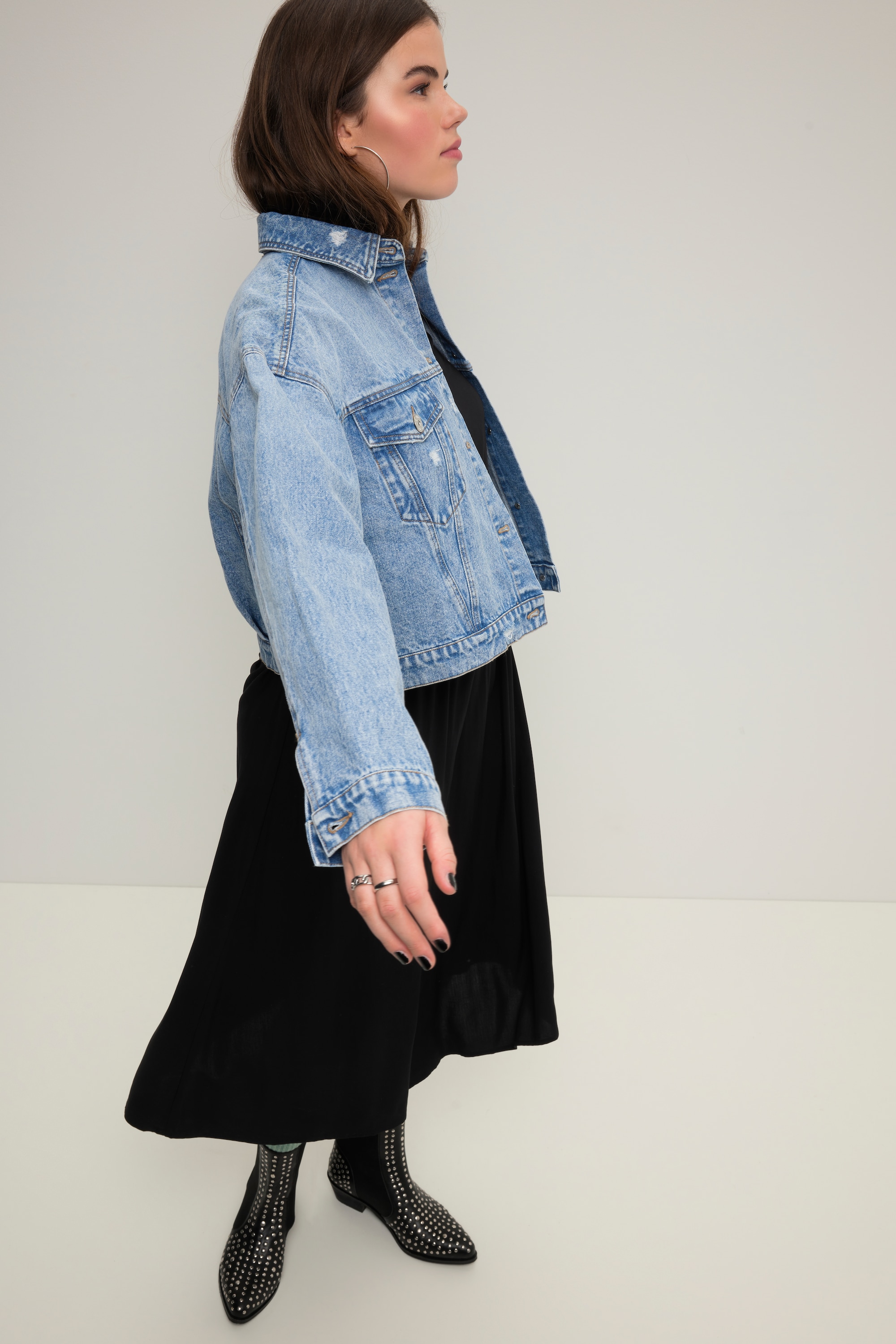 Studio Untold Damen große Größen Jeansjacke oversized Hemdkragen