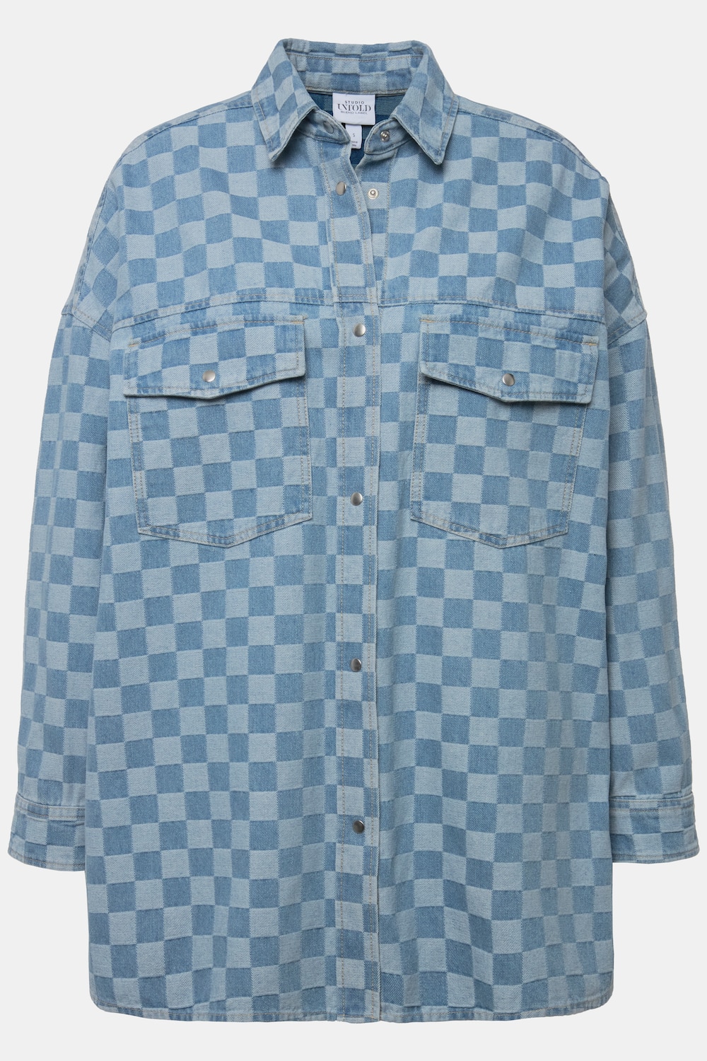 Stora storlekar Jeansskjorta, Dam, blå, storlek: L, Bomull/Polyester/Viskos, Studio Untold